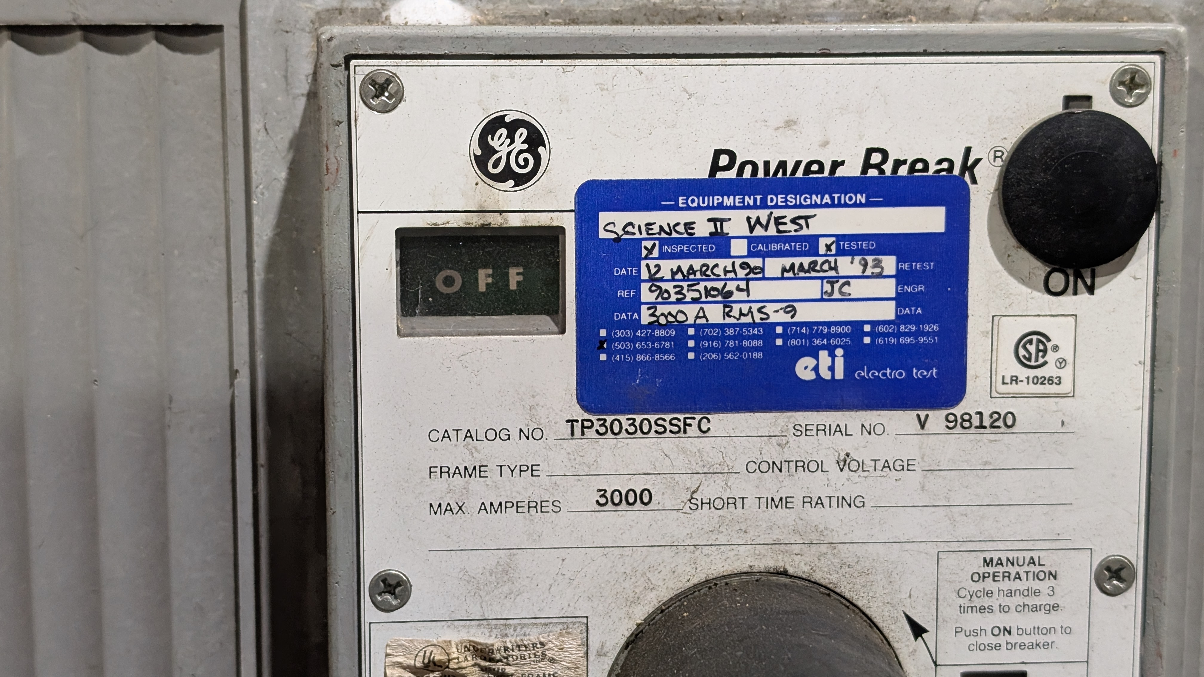 Power Break circuit breaker 3P 3000A 600V 100kA, photo 2 of 14